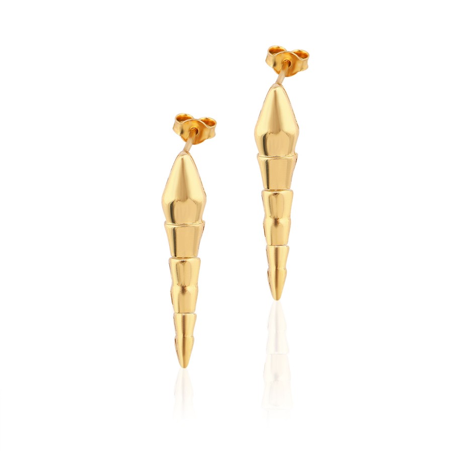 14 Ayar Sarı Altın Sallantılı Özel Tasarım Küpe