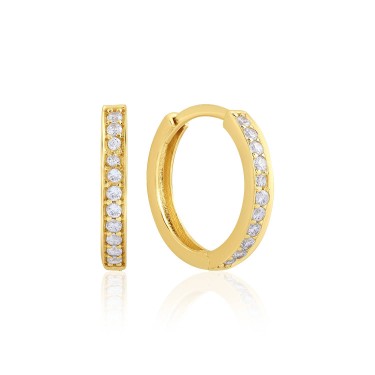 14 Ayar Sarı Altın Tamtur Taşlı Küpe