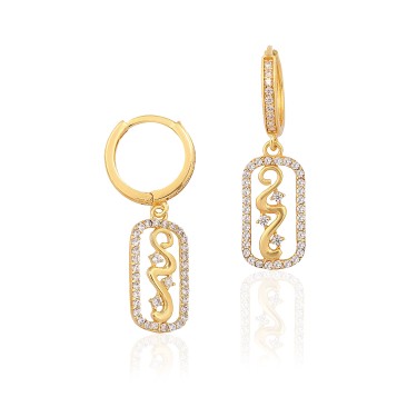 14 Ayar Sarı Altın Tasarım Taşlı Küpe