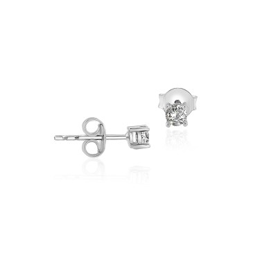 14 Ayar Beyaz Altın Tektaş Küpe