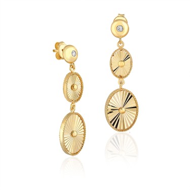 14 Ayar Sarı Altın Sallantılı Küpe