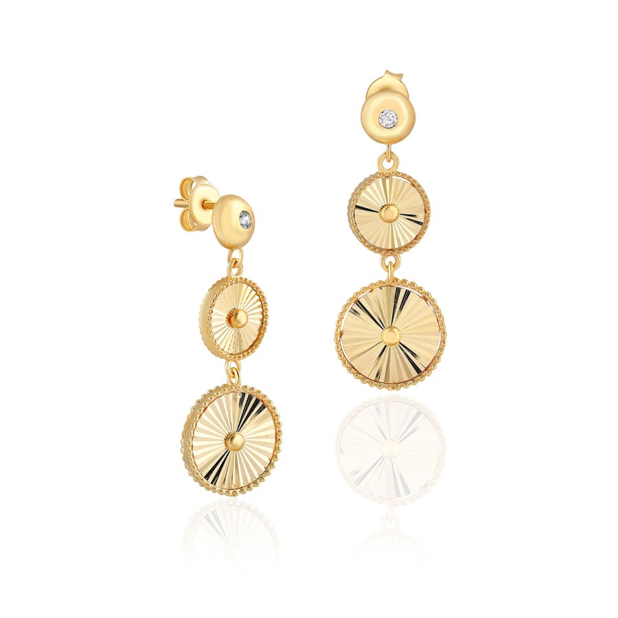 14 Ayar Sarı Altın Sallantılı Küpe