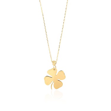 14 Ayar Altın Dört Yapraklı Yonca Kolye