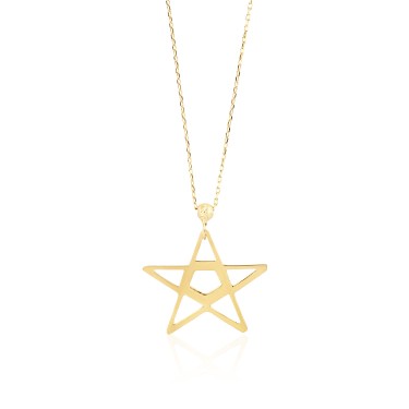 14 Ayar Altın Yıldızlı Kolye