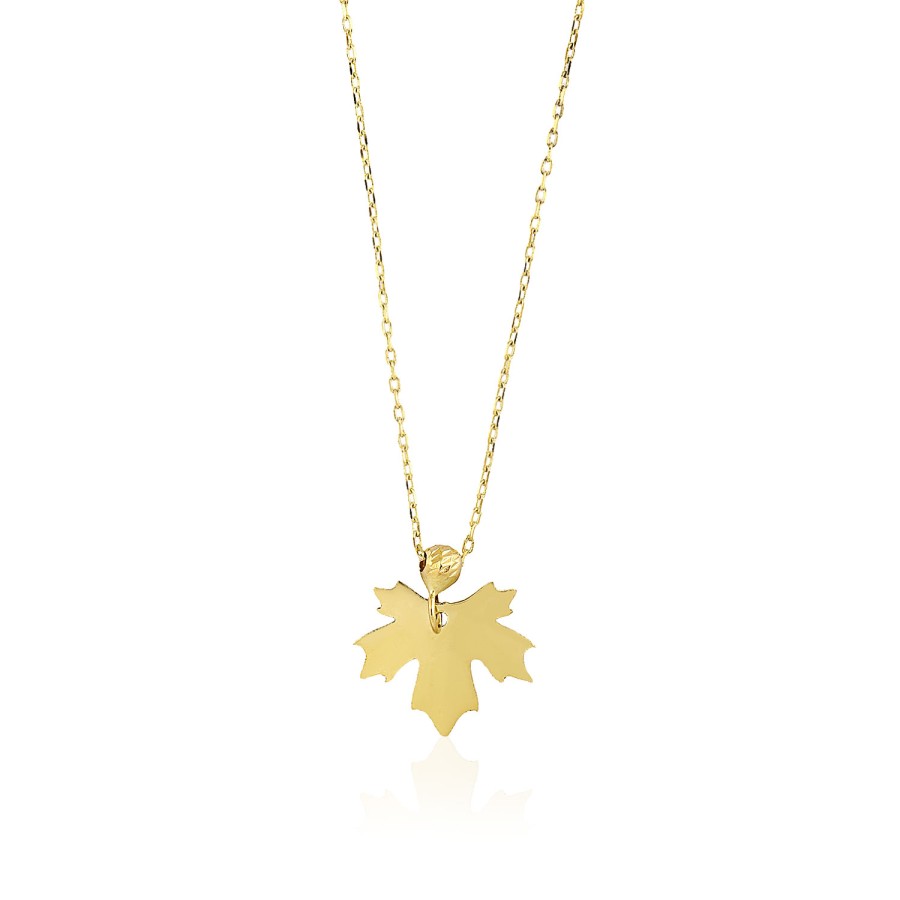 14 Ayar Altın Yaprak Kolye