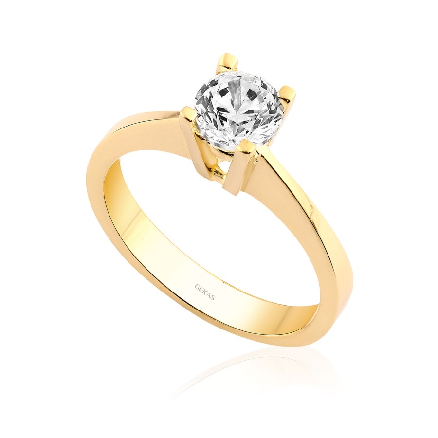 14 Ayar Sarı Altın Klasik Tektaş Yüzük