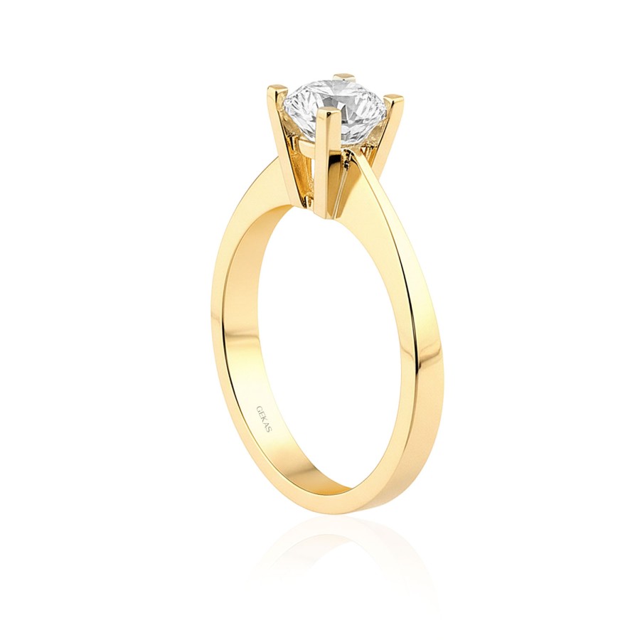 14 Ayar Sarı Altın Klasik Tektaş Yüzük