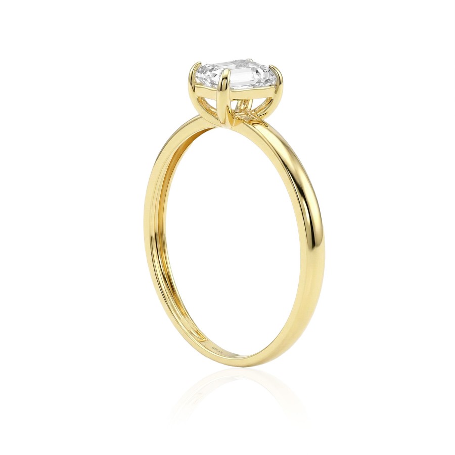 14 Ayar Sarı Altın Radyan Kesim Baget Taşlı Yüzük