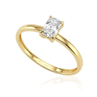 14 Ayar Sarı Altın İnce Baget Taşlı Yüzük