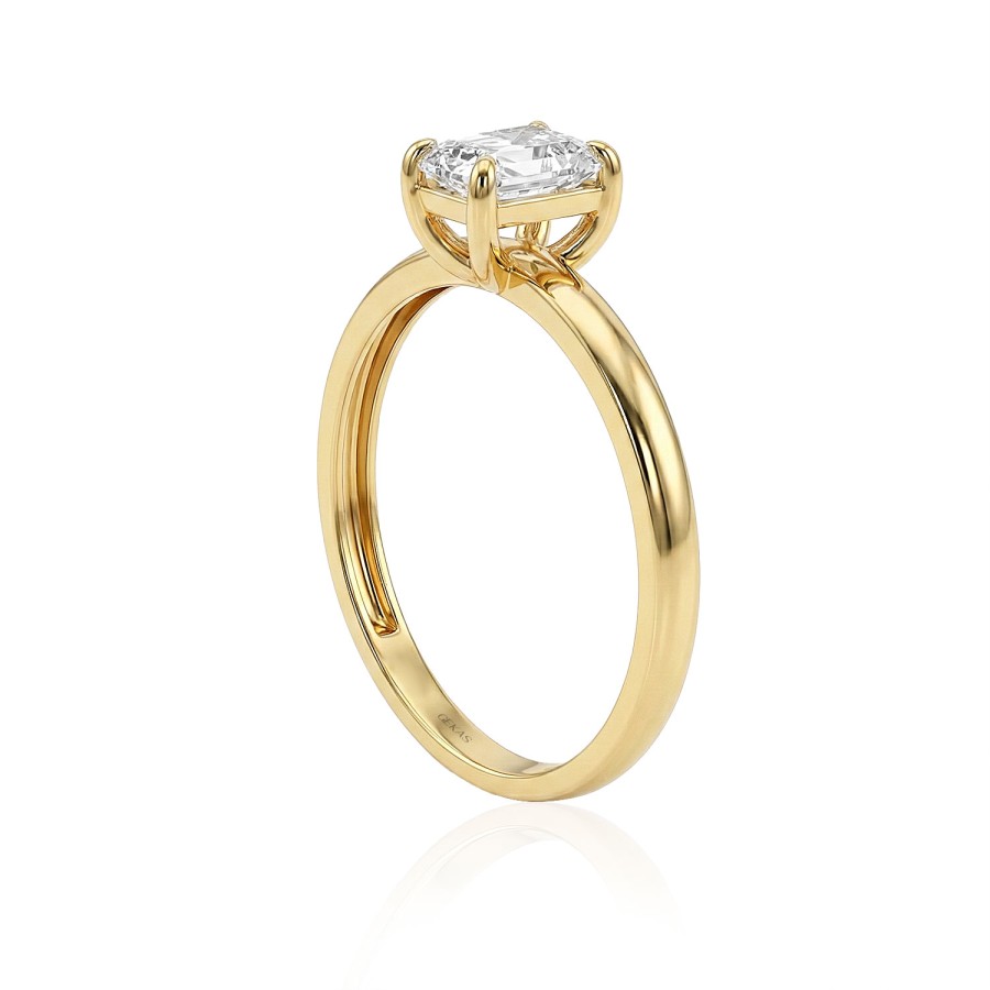 14 Ayar Sarı Altın İnce Baget Taşlı Yüzük