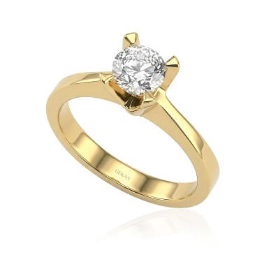 14 Ayar Sarı Altın Klasik Modern Tektaş Yüzük