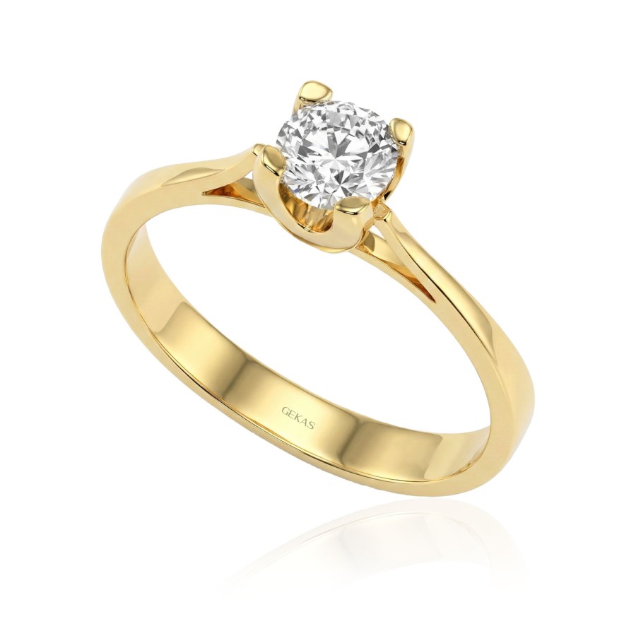 14 Ayar Sarı Altın Kısa Kesim Tektaş Yüzük