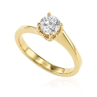 14 Ayar Sarı Altın Kelebek Model Klasik Tektaş Yüzük