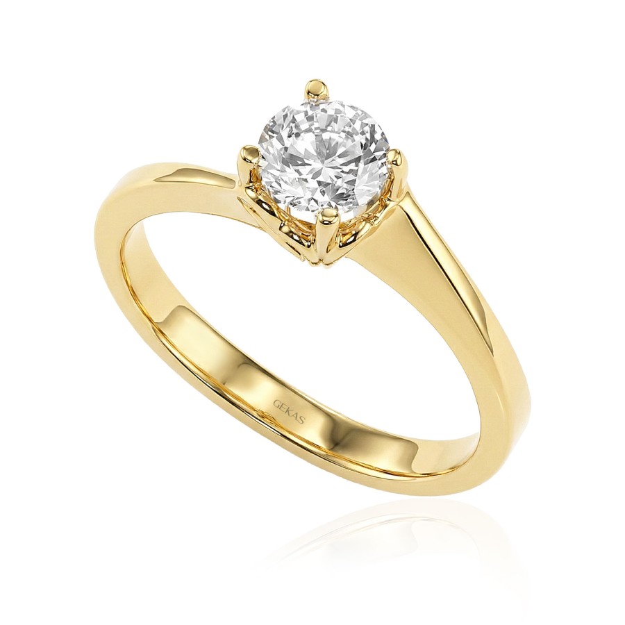 14 Ayar Sarı Altın Kelebek Model Klasik Tektaş Yüzük