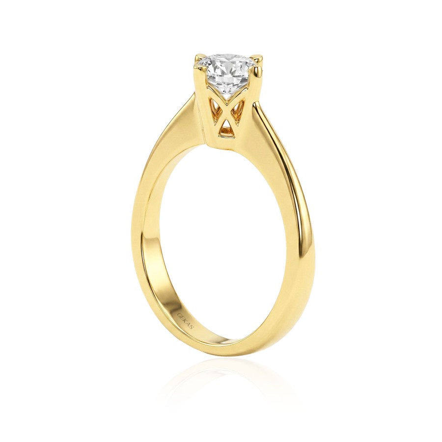 14 Ayar Sarı Altın Kelebek Model Klasik Tektaş Yüzük