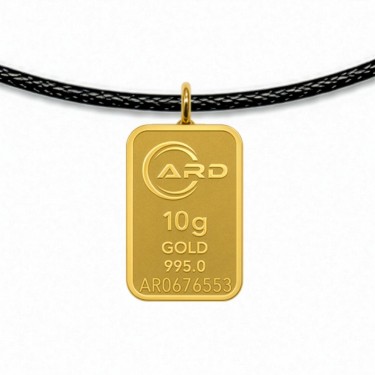 ARD 10 Gram 24 Ayar Siyah İpli Külçe Altın Kolye