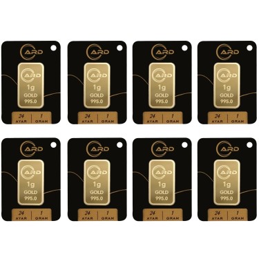 ARD 1 gr 24 Ayar Külçe Altın 8 Adet