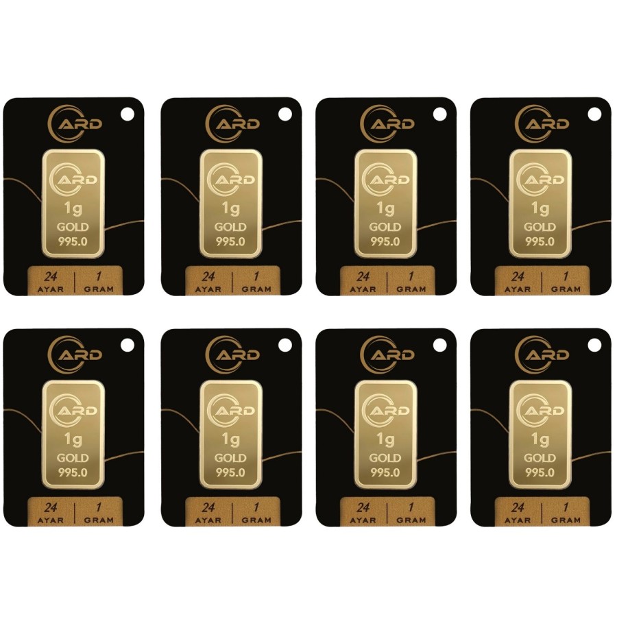 ARD 1 gr 24 Ayar Külçe Altın 8 Adet