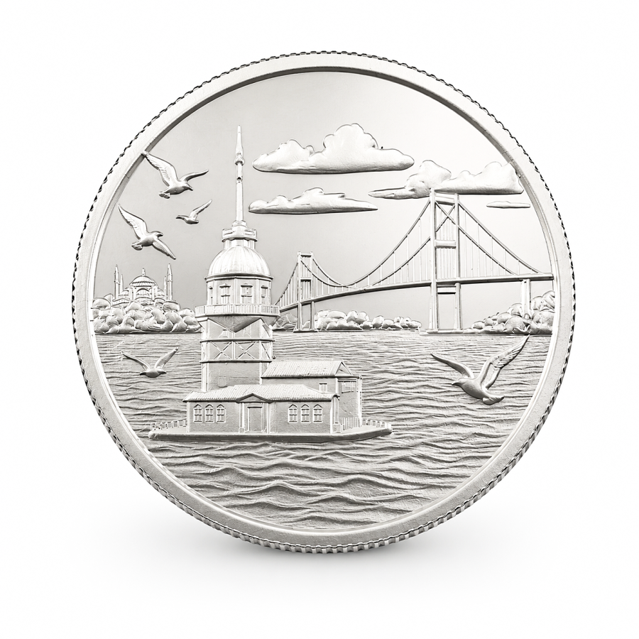 İstanbul Türkiye Motifli Koleksiyonluk ve Yatırımlık Gümüş Sikke Coin