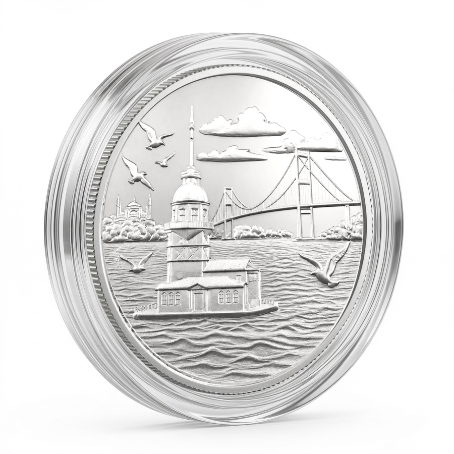 İstanbul Türkiye Motifli Koleksiyonluk ve Yatırımlık Gümüş Sikke Coin