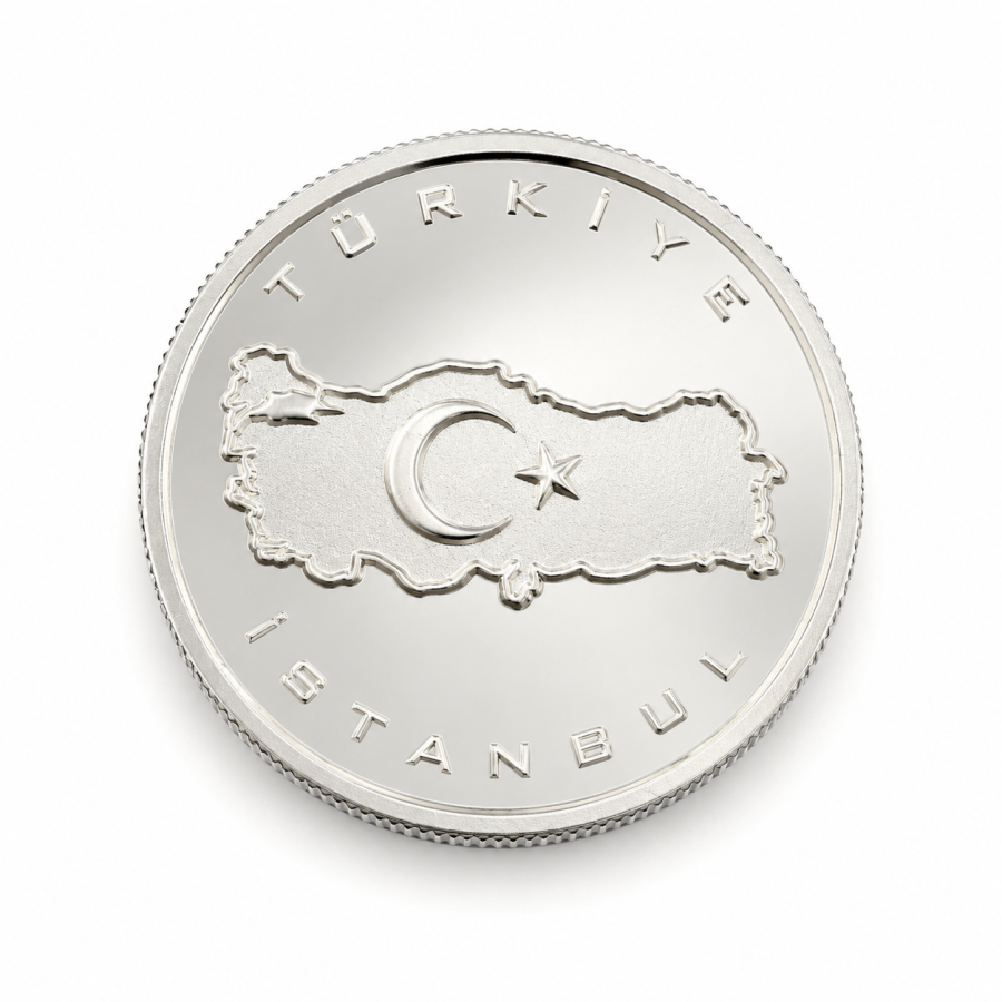 İstanbul Türkiye Motifli Koleksiyonluk ve Yatırımlık Gümüş Sikke Coin