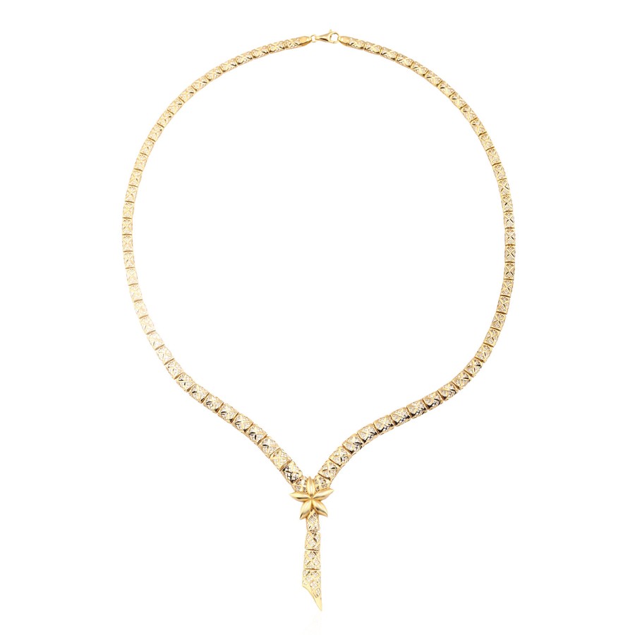 14 Ayar Sarı Altın Sıralı Kalemli Kolye