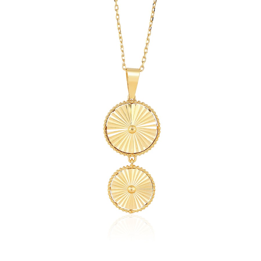 14 Ayar Sarı Altın Figürlü Taşlı Kolye