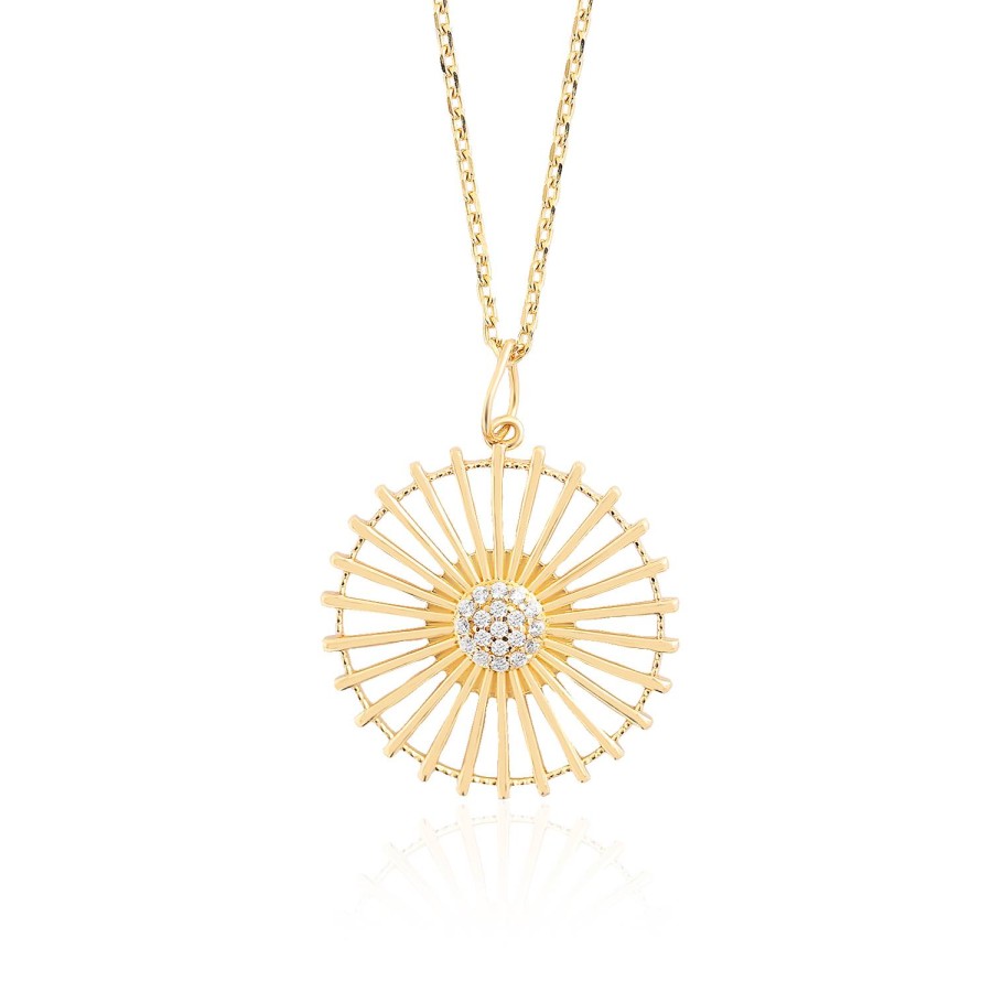 925 Ayar Gümüş Kararmaz Sarı Altın Kaplama Tasarım Taşlı Kolye