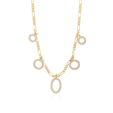 14 Ayar Sarı Altın Zincirli Halka Üzeri Taşlı Kolye