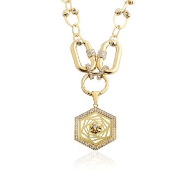 14 Ayar Sarı Altın Zincir Tasarımlı Sallantılı Kolye