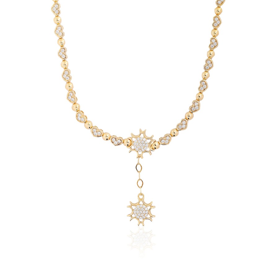 14 Ayar Sarı Altın Kalp Figürlü Sallantılı Kolye