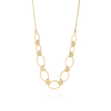 925 Ayar Gümüş Kararmaz Sarı Altın Kaplama Halka Detaylı Taşlı Kolye