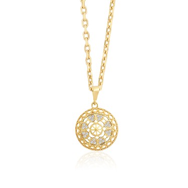 925 Ayar Gümüş Kararmaz Sarı Altın Kaplama Şık Taşlı Kolye