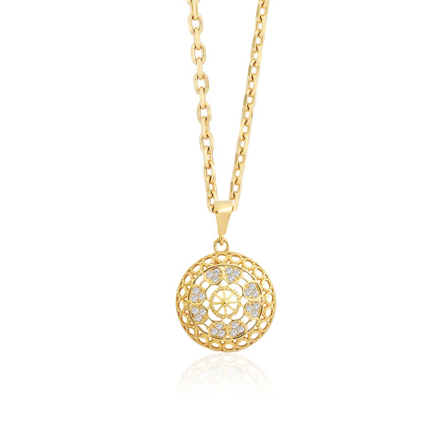 925 Ayar Gümüş Kararmaz Sarı Altın Kaplama Şık Taşlı Kolye