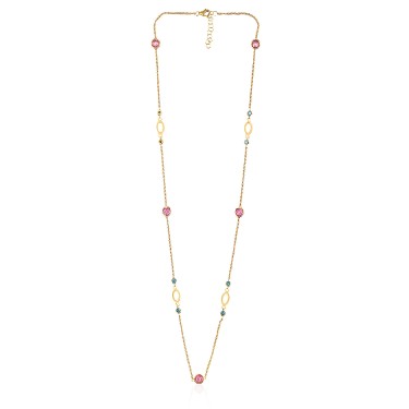 14 Ayar Sarı Altın Renkli Taşlı Kolye