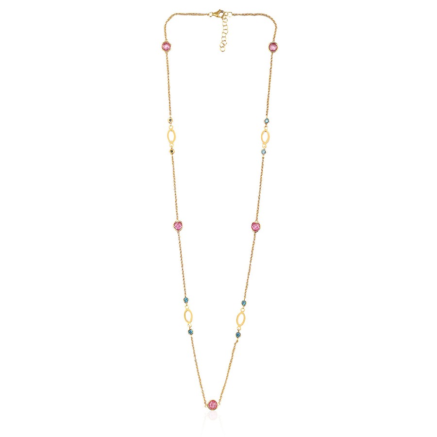 14 Ayar Sarı Altın Renkli Taşlı Kolye