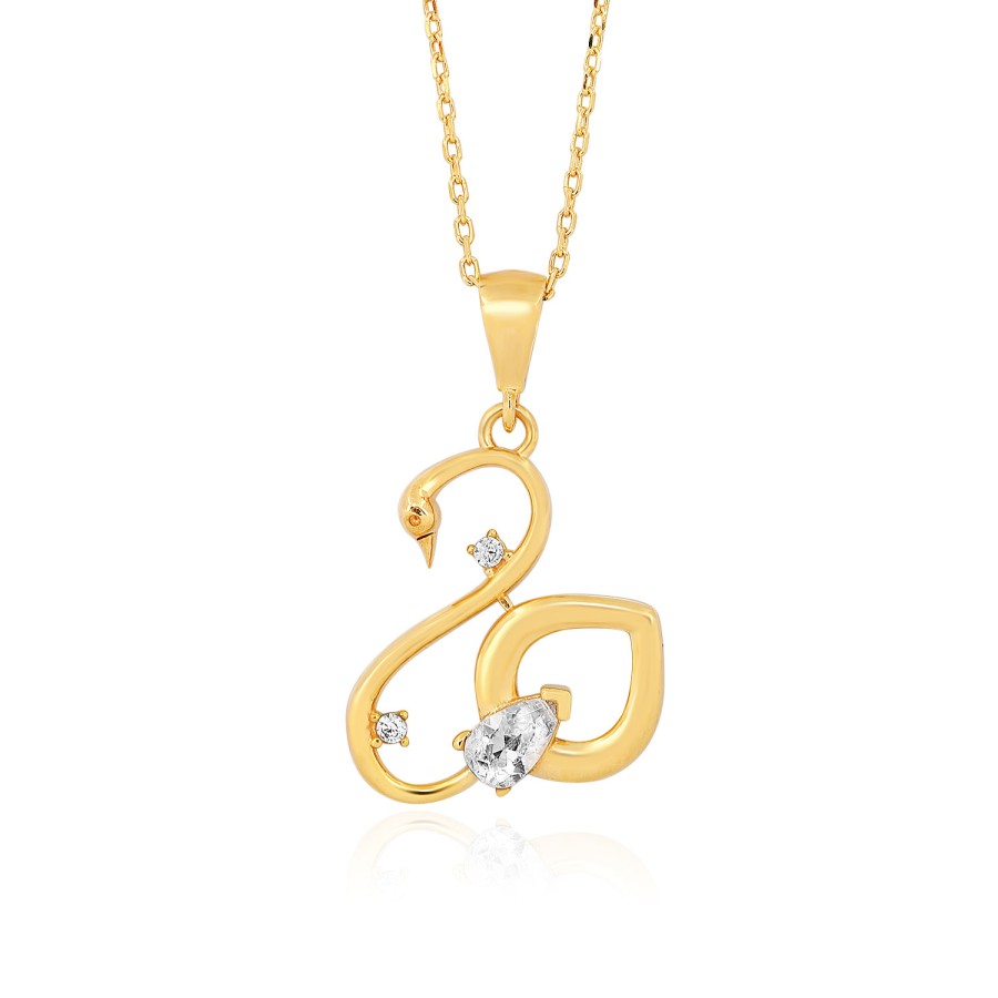 14 Ayar Sarı Altın Kuğu Figürlü Kolye