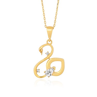 925 Ayar Gümüş Kararmaz Sarı Altın Kaplama Kuğu Figürlü Kolye