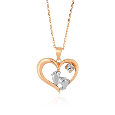 14 Ayar Roz Altın Anne Bebek Taşlı Kolye