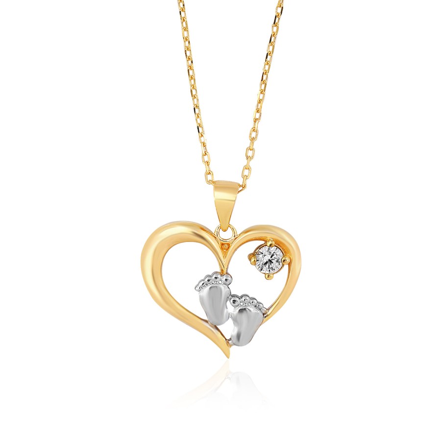 14 Ayar Sarı Altın Anne Bebek Taşlı Kolye