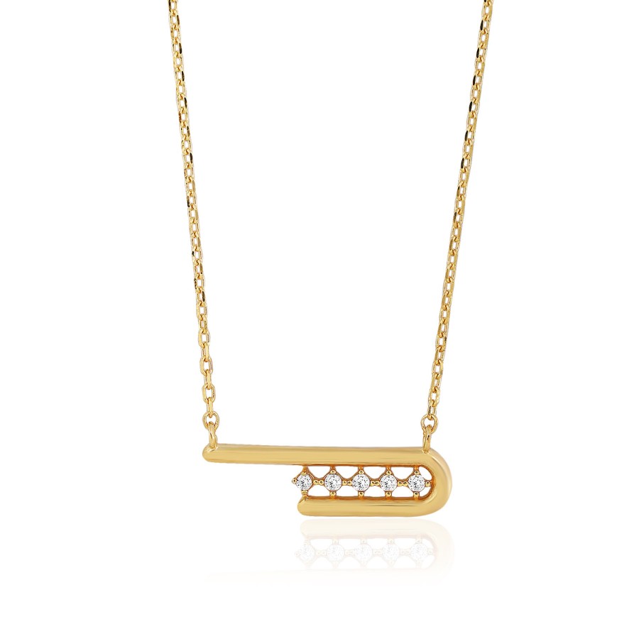 14 Ayar Sarı Altın Taşlı Kolye