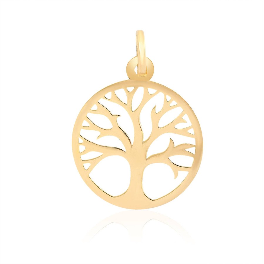 14 Ayar Sarı Altın Ağaç Figürlü Kolye Ucu