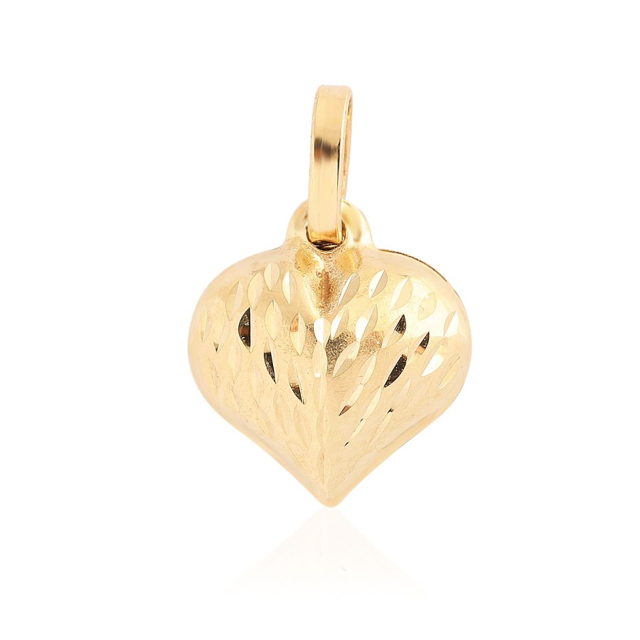 14 Ayar Sarı Altın Kalp Figürlü Taşsız Kolye Ucu