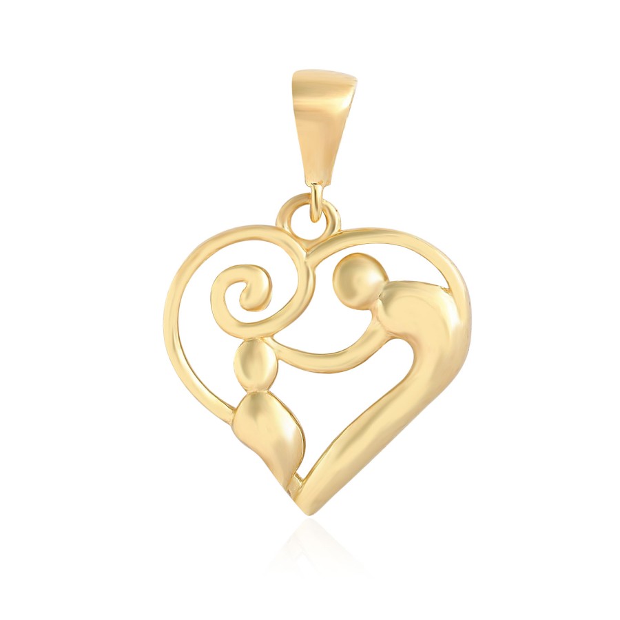 14 Ayar Sarı Altın Kalp Figürlü Taşsız Kolye Ucu