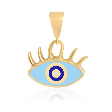 14 Ayar Sarı Altın Göz Figürlü Mineli Kolye Ucu