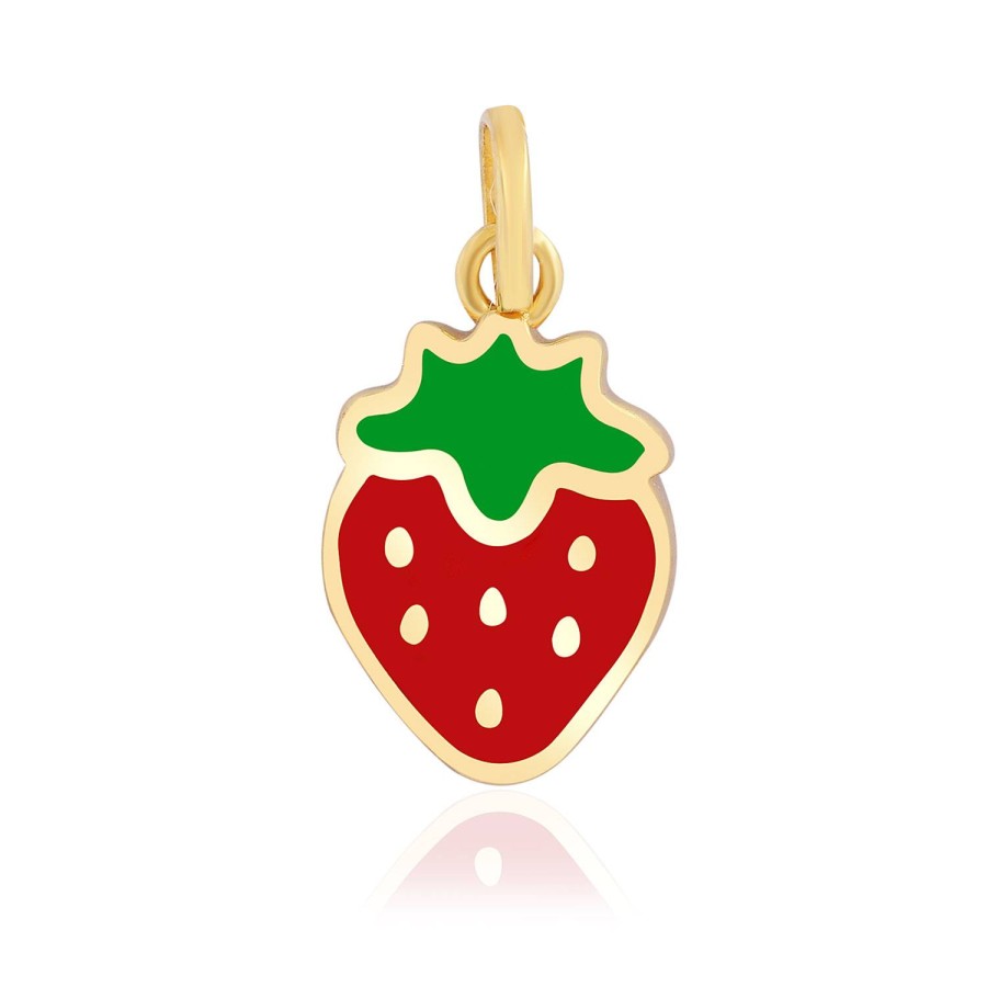 14 Ayar Sarı Altın Çilek Figürlü Kolye Ucu