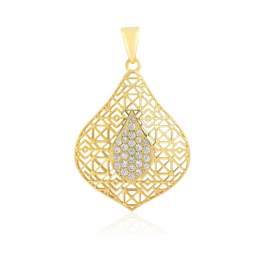 14 Ayar Sarı Altın Taşlı Özel Tasarım Kolye Ucu