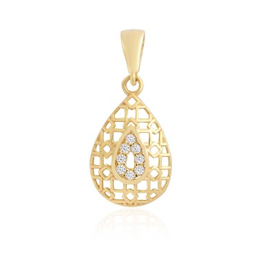 14 Ayar Sarı Altın Sade Taşlı Kolye Ucu