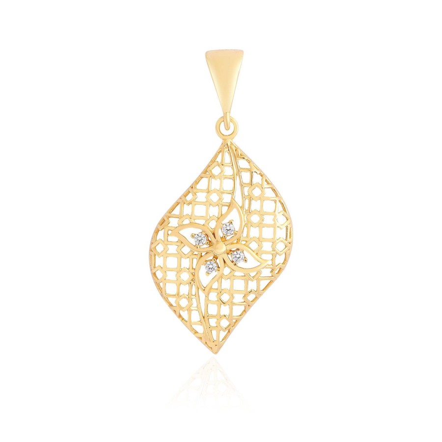 14 Ayar Sarı Altın Çiçek Figürlü Taşlı Kolye Ucu