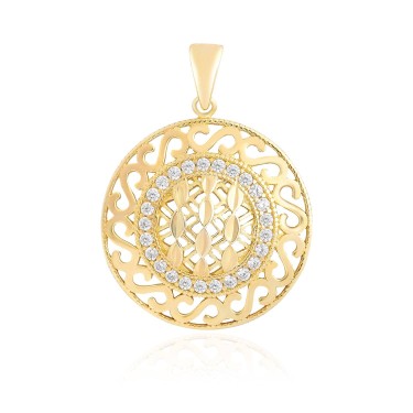 14 Ayar Sarı Altın Modern Tasarım Taşlı Kolye Ucu